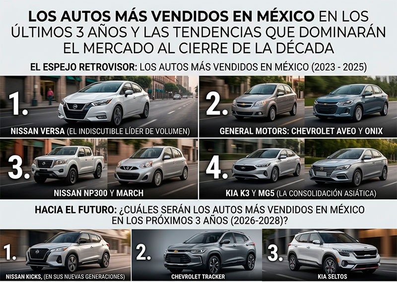 Análisis automotriz: Los autos más vendidos en México en los últimos 3 años y las tendencias que dominarán el mercado al cierre de la década